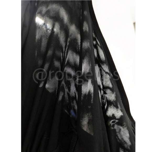 One Mesh Shoulder Black Elegant Jumpsuit High Waist Long Wide Leg - Picture 6 of 10